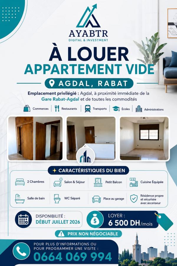 Location annuelle&nbsp;Appartement&nbsp;RABAT&nbsp;MAROC&nbsp;&nbsp;
