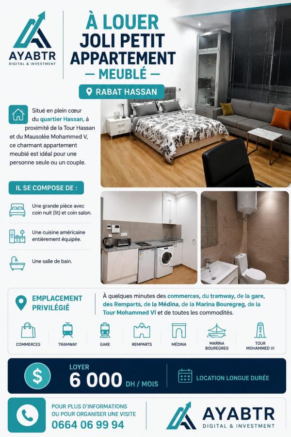 Location annuelle&nbsp;Appartement&nbsp;RABAT&nbsp;MAROC&nbsp;&nbsp;