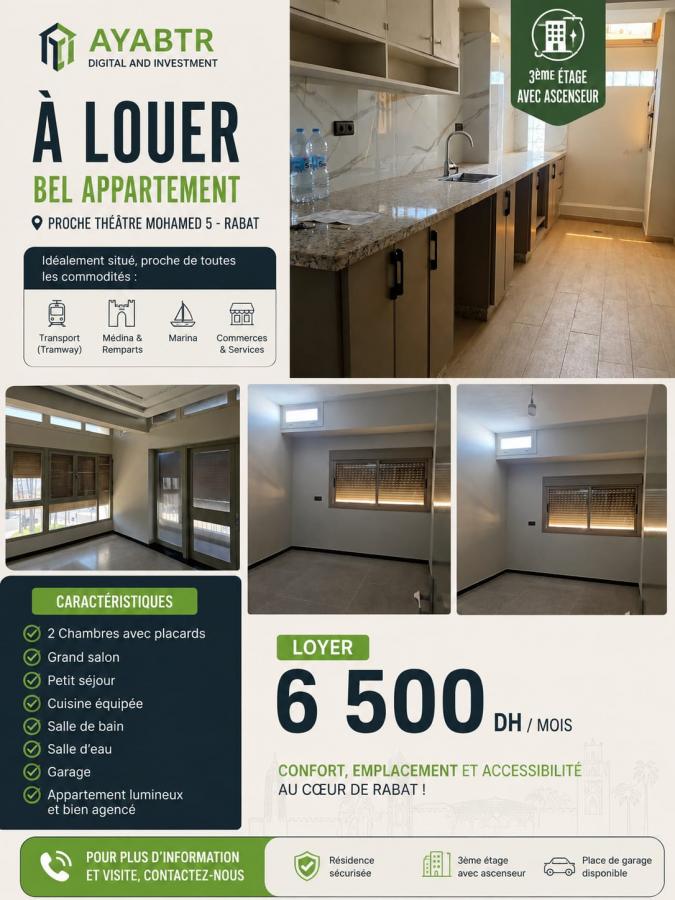 Location annuelle&nbsp;Appartement&nbsp;RABAT&nbsp;MAROC&nbsp;&nbsp;