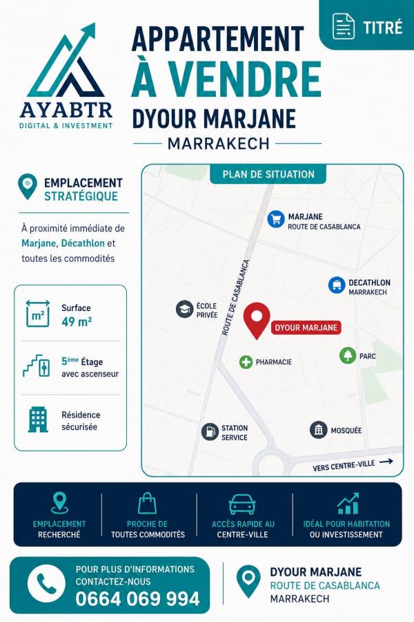 Vente&nbsp;Appartement&nbsp;MARRAKECH&nbsp;MAROC&nbsp;&nbsp;