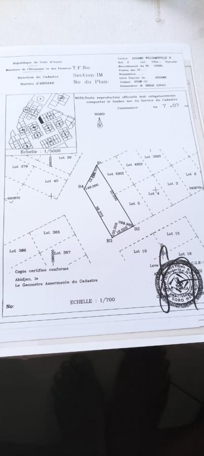 Vente&nbsp;Terrain&nbsp;ADJAME - WILLIAMSVILLE&nbsp;COTE D IVOIRE&nbsp;&nbsp;