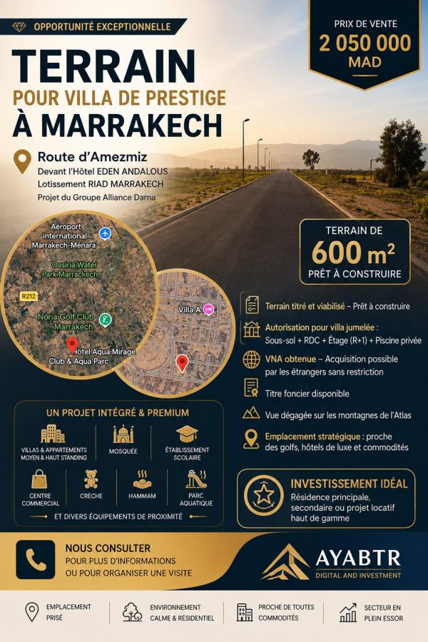 Vente&nbsp;Terrain&nbsp;MARRAKECH&nbsp;MAROC&nbsp;&nbsp;