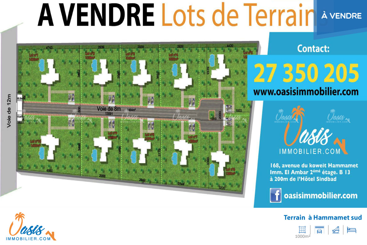 Vente Terrain HAMMAMET TUNISIE  